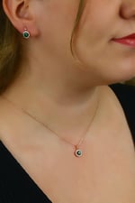Argentum Concept 925 Ayar Gümüş Rose Yeşil Taşlı Minimal Set - S014302