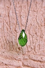 Argentum Concept 925 Ayar Gümüş Zincirli Kristal Peridot Taşlı Kolye - N126401