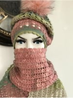 Ariestasarım Ebruli Atkı Bere PEMBE
