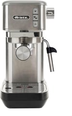 Ariete 1380 metal kahve makinesi, öğütülmüş kahve ve ESE pedleri ile uyumlu, 1300 W, 1,1 l kapasite, 15 bar basınç, ½ fincan filtre, Cappuccino cihazı, gümüş