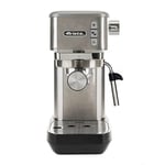 Ariete 1380 metal kahve makinesi, öğütülmüş kahve ve ESE pedleri ile uyumlu, 1300 W, 1,1 l kapasite, 15 bar basınç, ½ fincan filtre, Cappuccino cihazı, gümüş