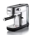 Ariete 1380 metal kahve makinesi, öğütülmüş kahve ve ESE pedleri ile uyumlu, 1300 W, 1,1 l kapasite, 15 bar basınç, ½ fincan filtre, Cappuccino cihazı, gümüş
