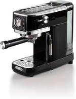Ariete Espresso Slim Metal 1381, manometreli kahve makinesi, kahve tozu ve ESE kapsülleri ile uyumlu, 15 bar Max, filtre 1 veya 2 fincan, Cappuccino başlığı, 1300 W, Siyah