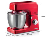 Ariete Gourmet Professional Mutfak Şefi Kırmızı 1598/01-7 Litre Geniş Hazne, Gurme Profesyonel Stand Mikser, Planet Yoğurma Makinesi, 1200 Watt, 6 Hızlı, Darbe Fonksiyonu, Sıçrama Önleyici Kapak