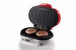 Ariete Party Time Hamburger Makinesi Kırmızı 0205/00 - Hamburger Maker, 1200 Watt, Çift Yapışmaz Plakalar, Aynı Anda Üst Plakada 2 Sandviç Ekmeği Isıtma, Alt Plakada Köfte Pişirme Özelliği