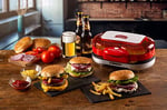 Ariete Party Time Hamburger Makinesi Kırmızı 0205/00 - Hamburger Maker, 1200 Watt, Çift Yapışmaz Plakalar, Aynı Anda Üst Plakada 2 Sandviç Ekmeği Isıtma, Alt Plakada Köfte Pişirme Özelliği