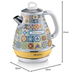 Ariete Positano Elektrikli Su Isıtıcı 1,7 Litre Kettle 2869/0P - Paslanmaz Çelik Gövde, Handmade Decoration, 2000 Watt, Otomatik Kapanma, 360° Kablosuz Taban