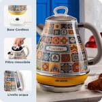 Ariete Positano Elektrikli Su Isıtıcı 1,7 Litre Kettle 2869/0P - Paslanmaz Çelik Gövde, Handmade Decoration, 2000 Watt, Otomatik Kapanma, 360° Kablosuz Taban