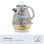 Ariete Positano Elektrikli Su Isıtıcı 1,7 Litre Kettle 2869/0P - Paslanmaz Çelik Gövde, Handmade Decoration, 2000 Watt, Otomatik Kapanma, 360° Kablosuz Taban