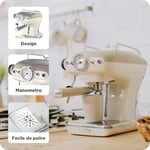 Ariete Vintage Espresso Kahve Makinesi Bej 1389/13 - Süt Köpürtme Başlığı, 900 Watt, 0,9 Litre Çıkarılabilir Su Tankı, Çıkarılabilir Damlama Tepsisi ve Bardak Tutucu, Bekleme Fonksiyonu