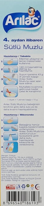 Arılac Instant Ek Gıda Sütlü Muzlu 200 G - Seçenekler: 7 Tahıllı Gece, Sütlü Muzlu, Sütlü Pirinçli, 200 g...