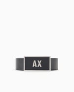 Armani Exchange Erkek Çift Tokalı Logo Kemer, Siyah/Lacivert, Tek Beden