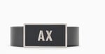 Armani Exchange Erkek Çift Tokalı Logo Kemer, Siyah/Lacivert, Tek Beden