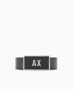 Armani Exchange Erkek Çift Tokalı Logo Kemer, Siyah/Lacivert, Tek Beden