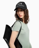 Armani Exchange Kadın suni elmas logo detayı, gündelik görünümlü beyzbol şapkası