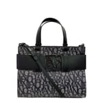 Armani Exchange Women's Large Logo Placket Satchel Bag Big Tote, Bej/Siyah, Bej/Siyah, Ölçü Birimi