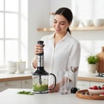 arnica GH21592 Diva Trend El Blender Seti, 1200W, 1.2 L Hazne, Paslanmaz Çelik Bıçak, Gümüş
