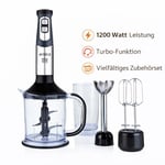arnica GH21592 Diva Trend El Blender Seti, 1200W, 1.2 L Hazne, Paslanmaz Çelik Bıçak, Gümüş