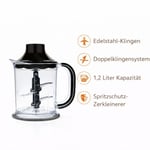 arnica GH21592 Diva Trend El Blender Seti, 1200W, 1.2 L Hazne, Paslanmaz Çelik Bıçak, Gümüş