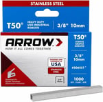 Arrow Fastener T50 Paslanmaz Çelik Zımba Teli, 1 cm Bacak, 1000 Adet