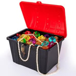 ArtCreativityTM Korsan Hazine Sandığı, 1 Kırmızı Kapaklı Siyah Sandık, Plastik Hazine Sandığı, Oyuncaklar için Fonksiyonel Saklama Sandığı, Sınıf için Mükemmel Ödül Sandığı, Hayali Oyun için Harika