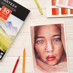 Arteza Sulu boya kağıdı boyama bloğu 3'lü set, her sulu boya bloğu için 30 yaprak 13,9 cm x 21,6 cm, 300 g/m² soğuk preslenmiş asit içermeyen sulu boya kağıdı, sulu boya ve karışık medya için