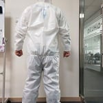 Artibetter 2 Adet Tek Kullanımlık Koruyucu Genel Kapüşonlu Fermuarlı Toz Geçirmez Antistatik Laboratuvar Tulumları Koruyucu İş Kıyafeti Kadın Erkek (Dokuma Olmayan Kumaş L Beyaz) 15x10.5cm