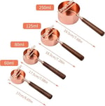ARVALE 4’lü Ahşap Saplı Ölçü Kaşığı Seti – 250/125/80/60 ml Paslanmaz Metal