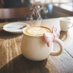 ARVALE Dekoratif Fiyonklu Kupa - El Yapımı Seramik Bardak (Pembe)