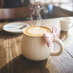 ARVALE Dekoratif Fiyonklu Kupa - El Yapımı Seramik Bardak (Pembe)