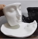 ARVALE Iskandinav Yüz Şekilli Fincan Takımı 1 Adet 260 ml Beyaz - Kupa Kahve Fincan Takımı