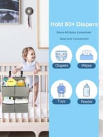 Asılı Bebek Bezi Caddy Organizatör - Bebek Bezi Organizatörü, Bebek Bezi Tutucu Düzenleyici, Bebek Bezi ve mendil organizatörü - 60+ Bebek Bezi - Bebek Temel Saklama - Gri