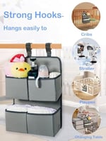 Asılı Bebek Bezi Caddy Organizatör - Bebek Bezi Organizatörü, Bebek Bezi Tutucu Düzenleyici, Bebek Bezi ve mendil organizatörü - 60+ Bebek Bezi - Bebek Temel Saklama - Gri