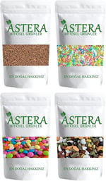 ASTERA 500 Gr Pasta Süsü Renkli + 500 Gr Bonibon + 500 Gr Pasta Süsü Kakaolu + 500 Gr Çakıltaşı Çikolata