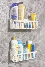 ATA HOME Banyor Yapışkanlı Mutfak Rafı Baharatlık Dolap İçi Düzenleyici 2'Li Mutfak Organizeri Plastik Askılı Beyaz 25 X 25