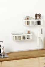 ATA HOME Banyor Yapışkanlı Mutfak Rafı Baharatlık Dolap İçi Düzenleyici 2'Li Mutfak Organizeri Plastik Askılı Beyaz 25 X 25