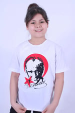 Atatürk Baskılı Atatürk Imzalı Unisex Çocuk T-shırt
