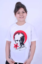 Atatürk Baskılı Atatürk Imzalı Unisex Çocuk T-shırt