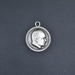 Atatürk Madalyon Deri ip Kolye - Gümüş Kaplama - Kadın Erkek Kolye - No:781