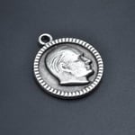 Atatürk Madalyon Deri ip Kolye - Gümüş Kaplama - Kadın Erkek Kolye - No:781
