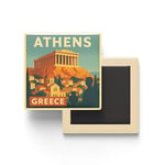 Atina Yunanistan - Parthenon - Baskılı Buzdolap Magneti Kare 9x9 cm