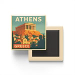 Atina Yunanistan - Parthenon - Baskılı Buzdolap Magneti Kare 9x9 cm
