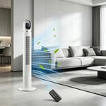 Auhma Kule Tipi Vantilatör 45W | Uzaktan Kumandalı ve Dokunmatik LED Ekranlı Sessiz Dik Vantilatör, 3 Farklı Çalışma Modlu, Zamanlayıcılı Enerji Tasarruflu Ev ve Ofis Tipi Kule Vantilatör