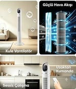 Auhma Kule Tipi Vantilatör 45W | Uzaktan Kumandalı ve Dokunmatik LED Ekranlı Sessiz Dik Vantilatör, 3 Farklı Çalışma Modlu, Zamanlayıcılı Enerji Tasarruflu Ev ve Ofis Tipi Kule Vantilatör