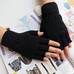 Auleset Parmaksız Eldiven, Kış El Isıtıcı Eldivenler, Unisex Siyah Streç Örme Eldiven