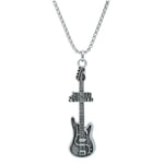 Avenged Sevenfold Elektro Gitar Örme Zincir Kolye - Gümüş Kaplama - Erkek Kadın Kolye - No:1562