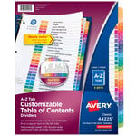 Avery 3 Halka Bağlayıcı için A-Z Tab Bölücüler, Özelleştirilebilir İçindekiler, Çok Renkli Sekmeler, 3 Takım (44225)