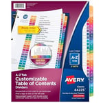 Avery 3 Halka Bağlayıcı için A-Z Tab Bölücüler, Özelleştirilebilir İçindekiler, Çok Renkli Sekmeler, 3 Takım (44225)