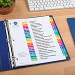 Avery 3 Halka Bağlayıcı için A-Z Tab Bölücüler, Özelleştirilebilir İçindekiler, Çok Renkli Sekmeler, 3 Takım (44225)