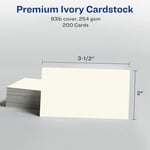 Avery Basılabilir kartvizitler, mürekkep püskürtmeli yazıcı, 200 kart, 2 x 3,5, temiz kenar, ağır, fildişi rengi (8876)